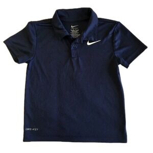 Nike Boys Navy Blue Polo Shirt Dri Fit Performance, Golf Dress Uniform Size 5-6